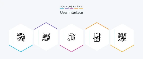 User Interface Line Icon Pack Including Protect Volume People Mobile — Wektor stockowy