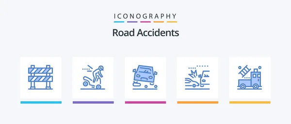道路事故ブルー5アイコンパック車を含む 道路だ ジャム クリエイティブアイコンデザイン — ストックベクタ