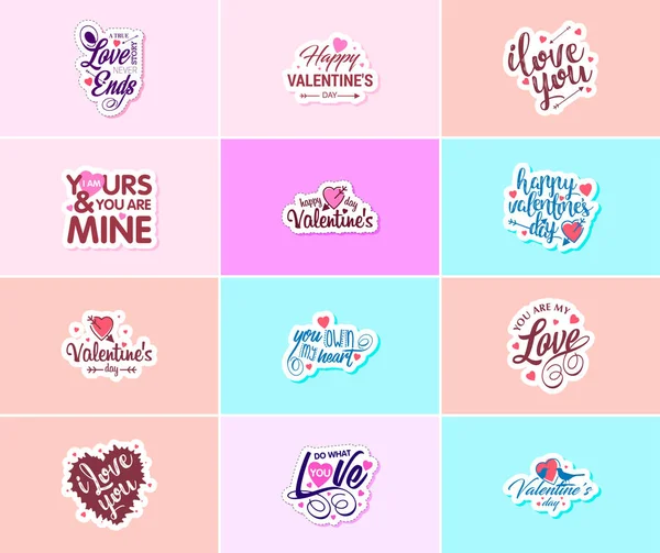 Express Your Love Valentine Day Typography Graphics Stickers — Stock Vector