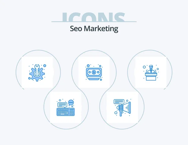 Seo Marketing Blue Icon Pack Icon Design Training Conference Maintenance — Wektor stockowy
