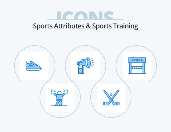 Sports Atributes Sports Training Blue Icon Pack Icon Design Finish — Stock Vector