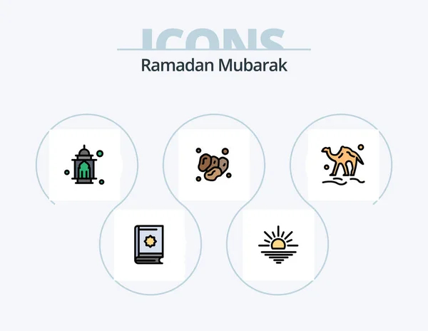 Ramadan Line Filled Icon Pack Icon Design Ramadan Card Cloud — Stockvektor