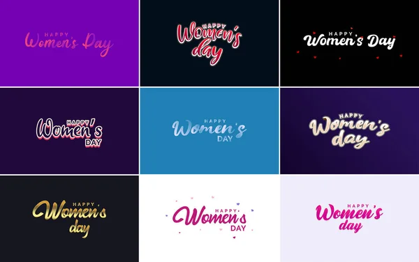 Happy Women Day Greeting Card Template Hand Lettering Text Design — Wektor stockowy