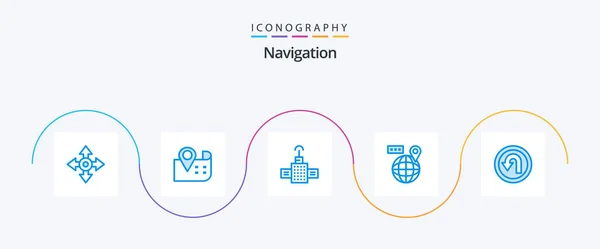 Navigation Blue Icon Pack Including Way Back Navigation Arrow Navigation — Stok Vektör