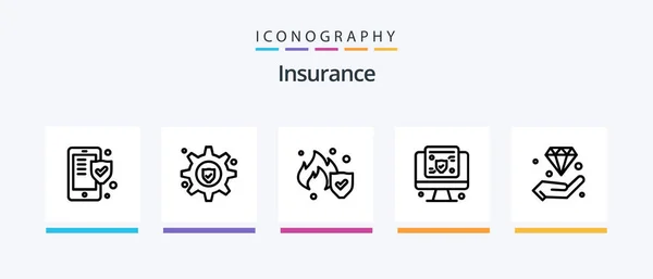 Insurance Line Icon Pack Including Insurance Online Insurance Computer Paper — Vector de stock