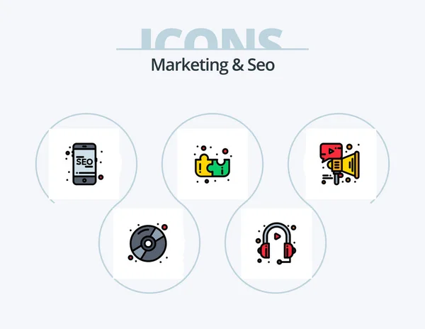 Marketing Seo Line Filled Icon Pack Icon Design Security Password — Vector de stock