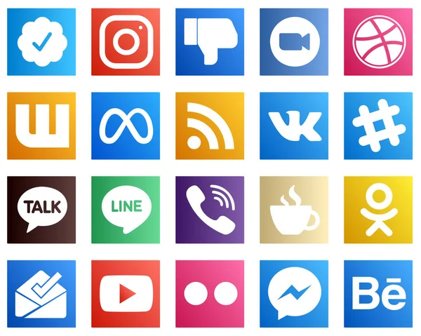 Social Media Icons Every Platform Spotify Feed Meeting Rss Meta — Stock Vector