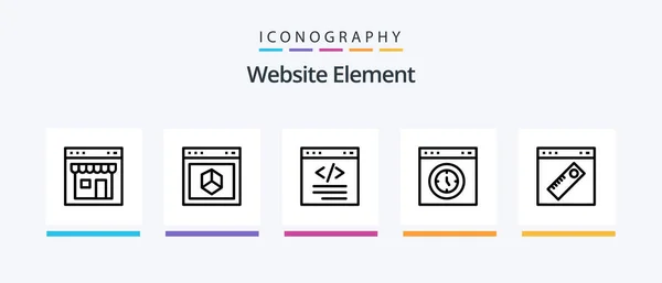 Website Element Line Icon Pack Including Browser Alarm Page Setting — Stok Vektör