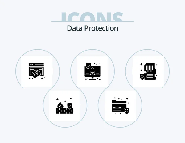 Data Protection Glyph Icon Pack Icon Design Device Security Compliance — Stock Vector