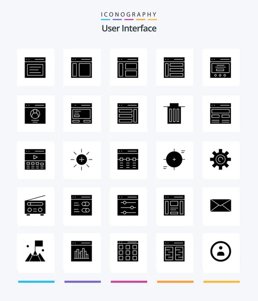 Creative User Interface Glyph Solid Black Icon Pack Profile Communication — Stockvektor
