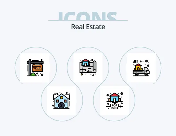 Real Estate Line Filled Icon Pack Icon Design Estate Sale — Vetor de Stock