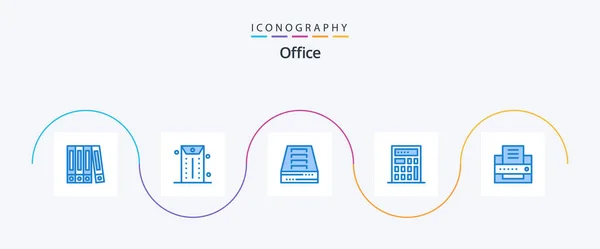 Office Blue Icon Pack Including Office Office — Stok Vektör