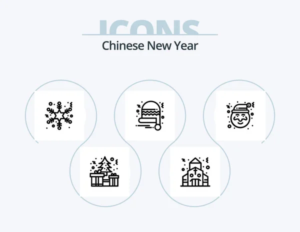 Chinese New Year Line Icon Pack Icon Design Chinese Yang — Stock vektor