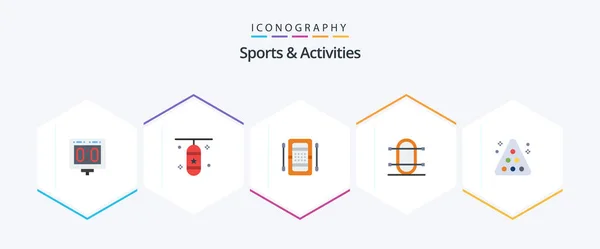Спорт Развлечения Flat Icon Pack Including Physic Команда Спортивный Аксессуар — стоковый вектор