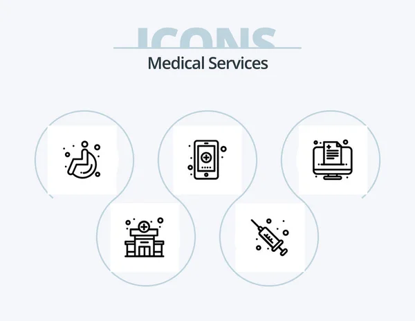 Medical Services Line Icon Pack Icon Design Medicine Hospital Medication — Stock Vector