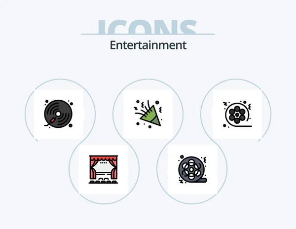 Entertainment Line Filled Icon Pack Icon Design Poker Cards Player — Vetor de Stock