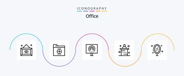 Office Line Icon Pack Including Reception Marketing Office Desk Signal — Wektor stockowy