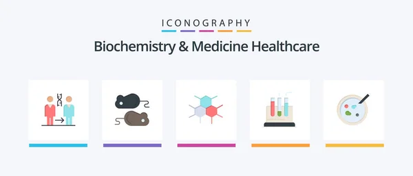 Biochemistry Medicine Healthcare Flat Icon Pack Including Petri Test Closing — Stockový vektor
