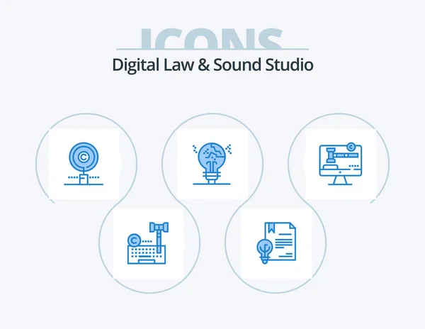 Digital Law Sound Studio Blue Icon Pack Icon Design Fail — Stok Vektör