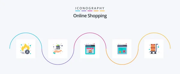 Online Shopping Flat Icon Pack Including Shopping Trolley Shopping Shop — Stok Vektör