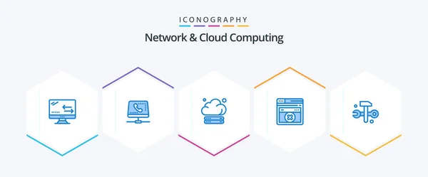 Network Cloud Computing Blue Icon Pack Including Databases Errortechnology Computing — Image vectorielle