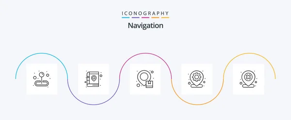 Navigation Line Icon Pack Including Location Pin Delivery Map Pin — Stok Vektör