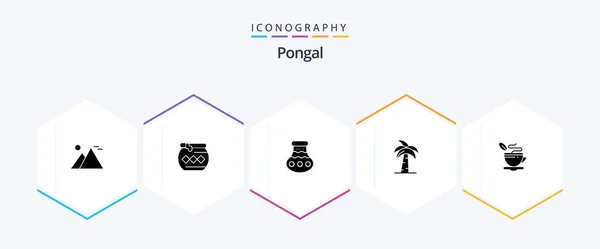 Pongal Glyph Icon Pack Including Indian Global Sand Culture Pongal — Stockvektor