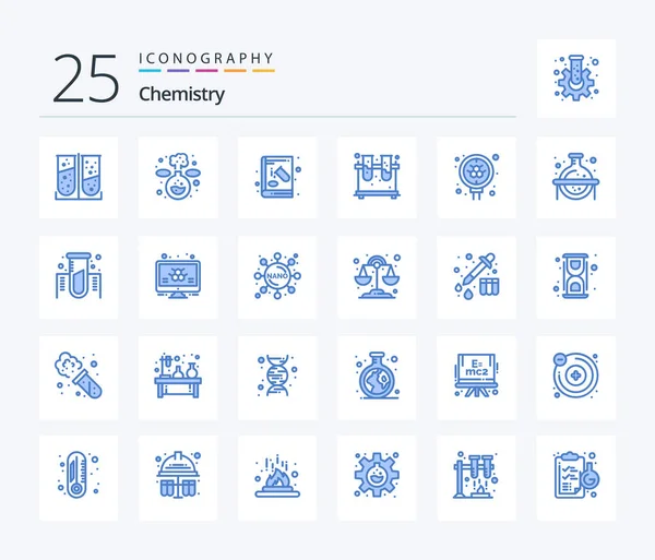 Chemistry Blue Color Icon Pack Including Molecule Tubes Chemical Flask — Stok Vektör