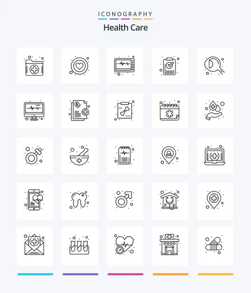 Creative Health Care Outline Icon Pack Eye Machine List Discharge — Archivo Imágenes Vectoriales