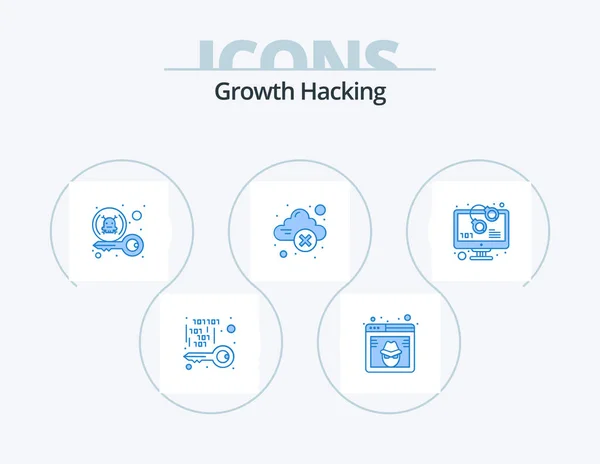 Hacking Blue Icon Pack Icon Design Error Cloud Hacker Security — Image vectorielle