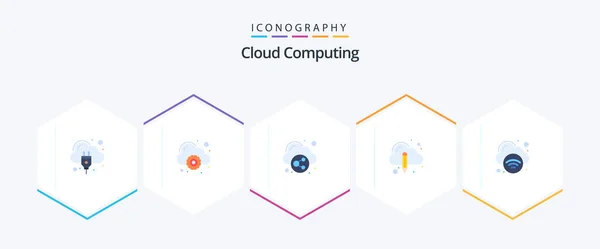 Cloud Computing Flat Icon Pack Including Technology Cloud Activity Cloud — Stockvektor