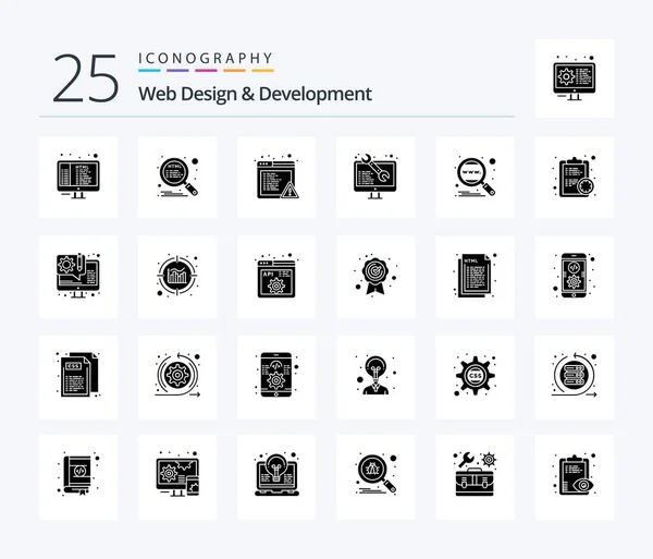 Web Design Development Solid Glyph Icon Pack Including Engine Alert — Stok Vektör