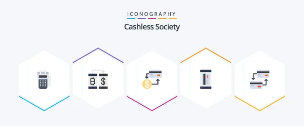 Cashless Society Flat Icon Pack Including Cashless Banking Transection Marketing — Image vectorielle