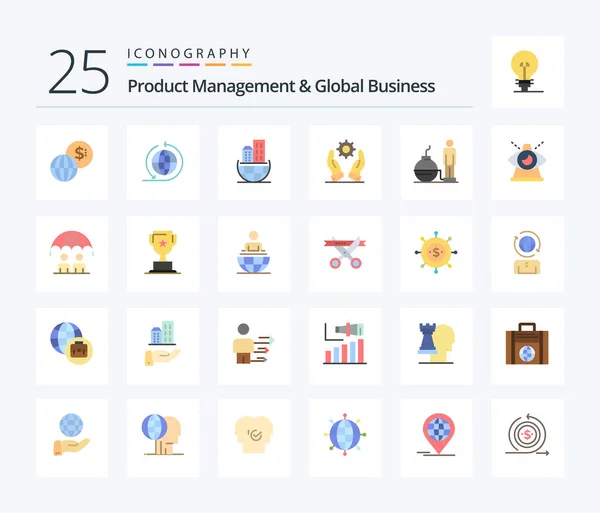 Product Managment Global Business Flat Color Icon Pack Including Modern — Stok Vektör