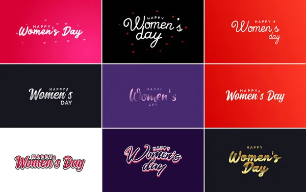 Happy Women Day Typography Design Pastel Color Scheme Geometric Shape — Stok Vektör