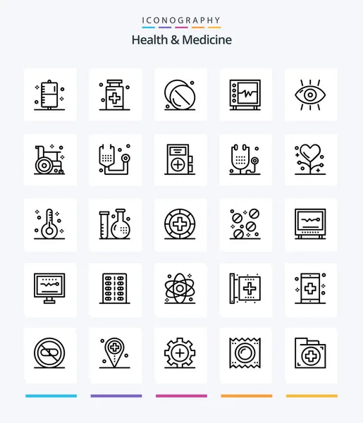Creative Health Medicine Outline Icon Pack Heart Beat Hospital Medicine — Stok Vektör