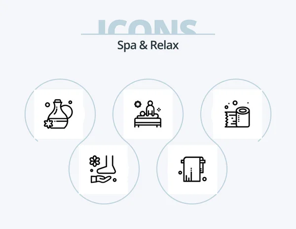 Spa Relax Line Icon Pack Icon Design Health Temperature Measurement — Stok Vektör