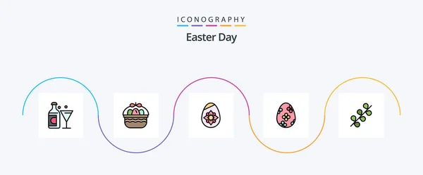 Easter Line Filled Flat Icon Pack Including Spring Decoration Holiday — Stockvektor
