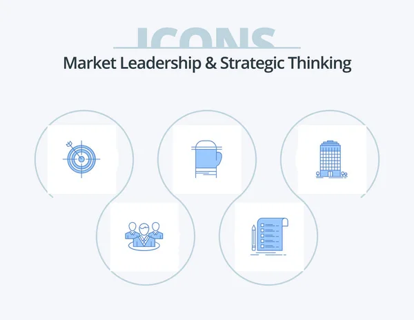 Лидерство Рынке Стратегическое Мышление Blue Icon Pack Icon Design Холодно — стоковый вектор