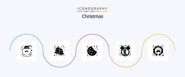 Christmas Glyph Icon Pack Including Wreath Christmas Christmas Wreath Christmas — Stok Vektör