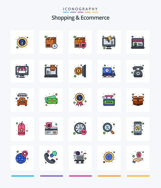 Creative Shopping Ecommerce Line Filled Icon Pack Store Online Secure — Wektor stockowy