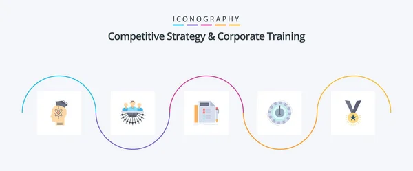 Competitive Strategy Corporate Training Flat Icon Pack Including Expense Consumption — 图库矢量图片