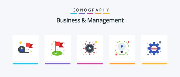 Business Management Flat Icon Pack Including Company System Business Progression — Vector de stock