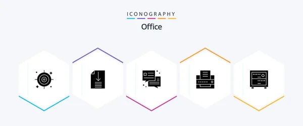 Office Glyph Icon Pack Including Office Work Deck — Vetor de Stock