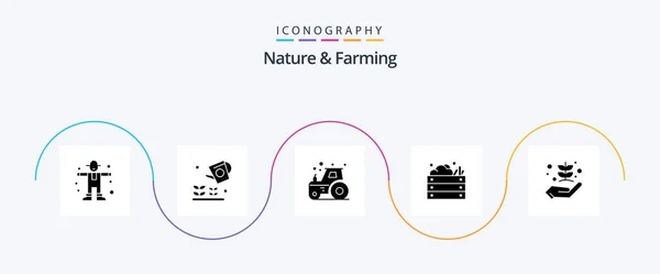 Nature Farming Glyph Icon Pack Including Agriculture Nature Agriculture Garden — Vetor de Stock