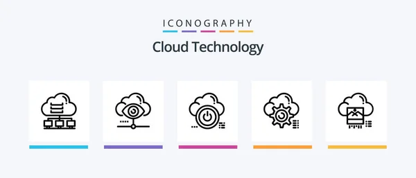 Cloud Technology Line Icon Pack Including Cloud Gear Cloud Computing — Image vectorielle