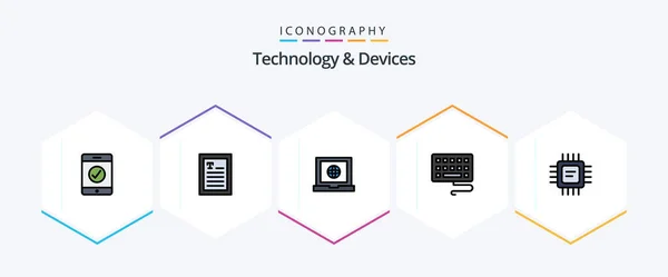 Devices Filledline Icon Pack Including Keyboard Devices — Stockvektor