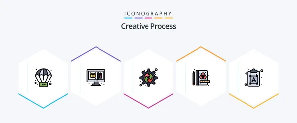 Creative Process Filledline Icon Pack Including Text Gear Font Creative — Vetor de Stock