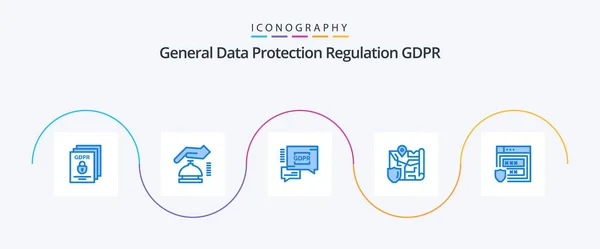 Gdpr Blue Icon Pack Including Protection Security Security Location Gdpr — Stock Vector