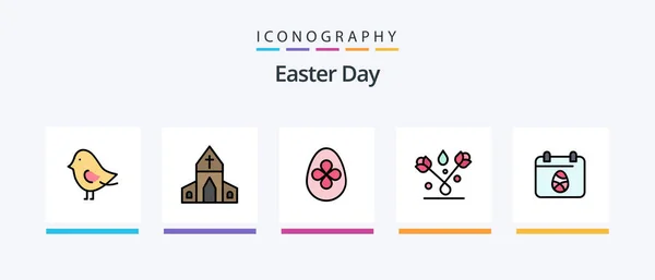 Easter Line Filled Icon Pack Including Easter Food Easter Creative — 图库矢量图片